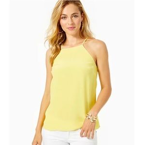 Lilly Pulitzer Rae Silk Top Lemon Yellow XS